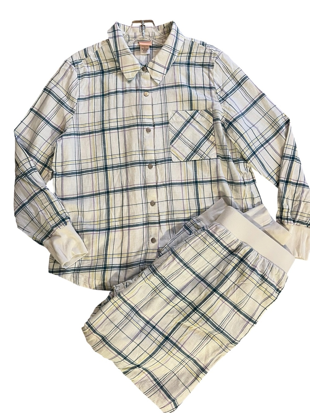 ThirdLove Lightweight Flannel Pajama Set Plaid L Button Down Lounge Sleepwear